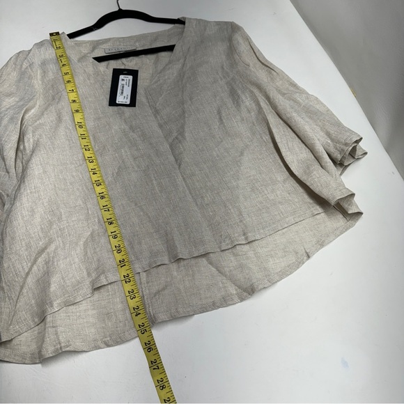 BRYN Walker Lily SMALL Light Linen Round Neck Ruffle 3/4 Bell Sleeve High-Low - Picture 8 of 11